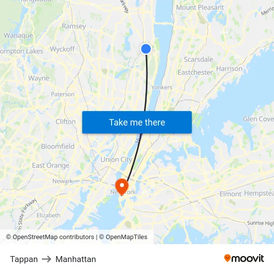 Tappan to Manhattan map