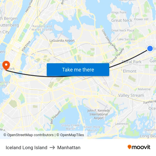Iceland Long Island to Manhattan map