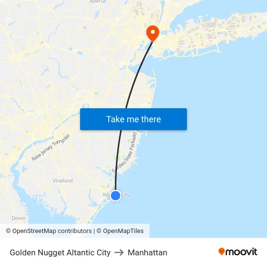Golden Nugget Altantic City to Manhattan map
