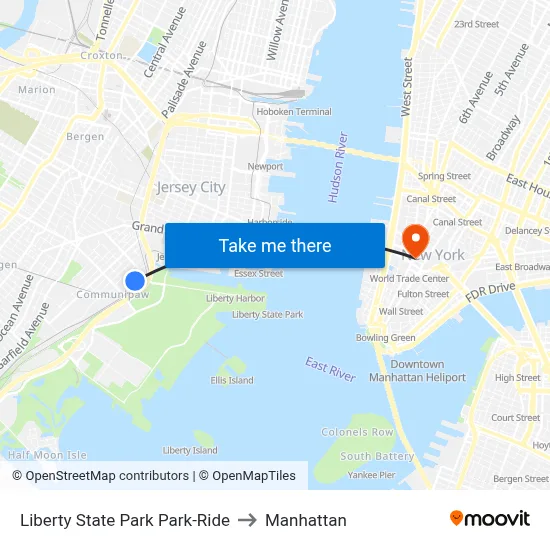 Liberty State Park Park-Ride to Manhattan map