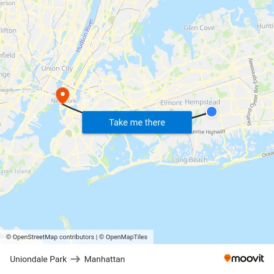 Uniondale Park to Manhattan map