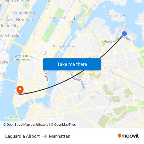 Laguardia Airport to Manhattan map