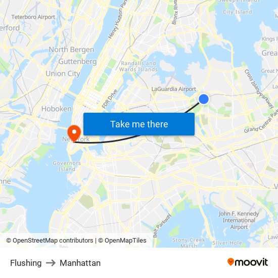 Flushing to Manhattan map