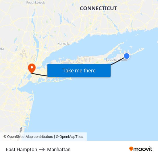 East Hampton to Manhattan map