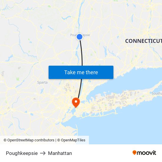 Poughkeepsie to Manhattan map