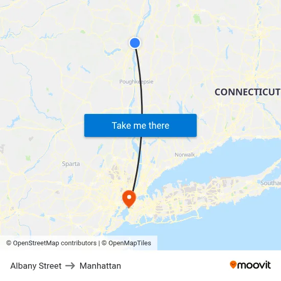 Albany Street to Manhattan map