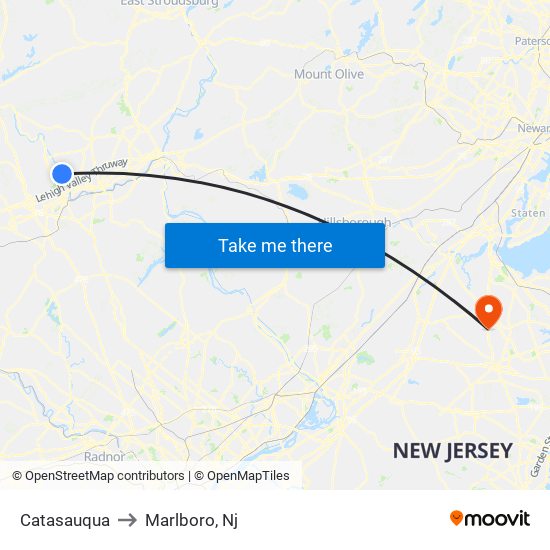 Catasauqua to Marlboro, Nj map