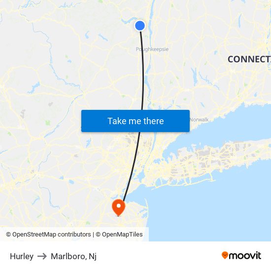 Hurley to Marlboro, Nj map