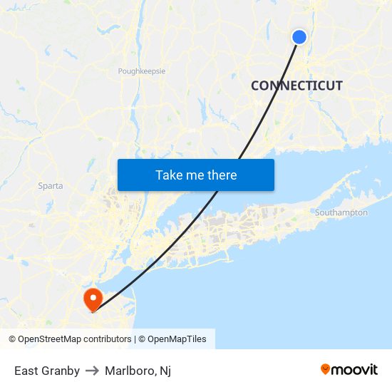 East Granby to Marlboro, Nj map