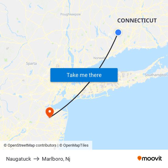 Naugatuck to Marlboro, Nj map