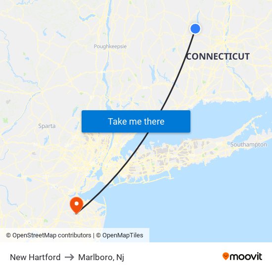 New Hartford to Marlboro, Nj map