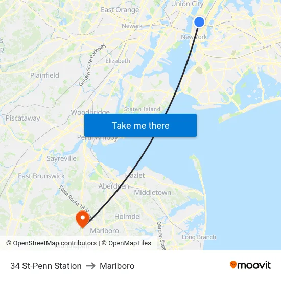 34 St-Penn Station to Marlboro map