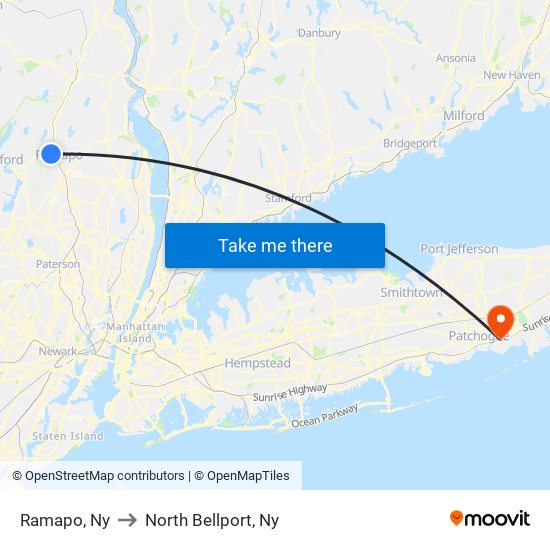 Ramapo, Ny to North Bellport, Ny map