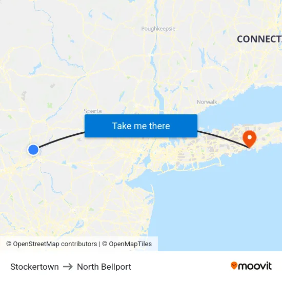 Stockertown to North Bellport map