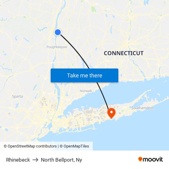 Rhinebeck to North Bellport, Ny map