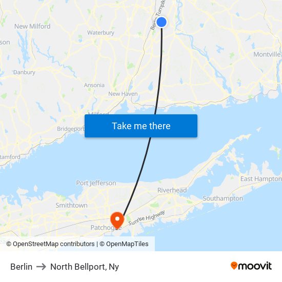 Berlin to North Bellport, Ny map