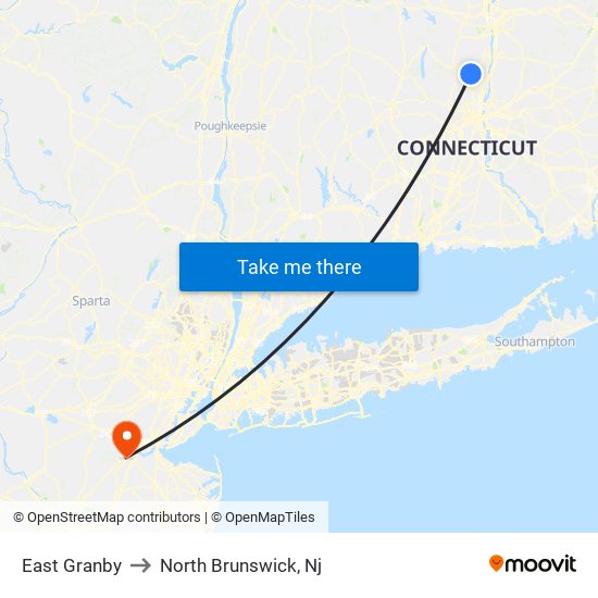 East Granby to North Brunswick, Nj map