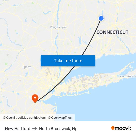 New Hartford to North Brunswick, Nj map