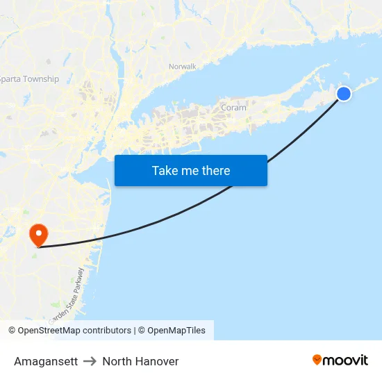 Amagansett to North Hanover map