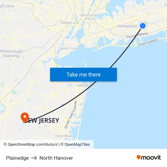 Plainedge to North Hanover map