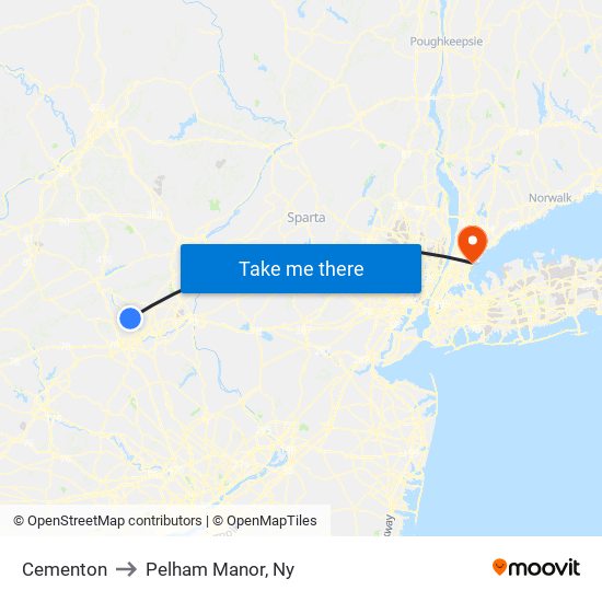 Cementon to Pelham Manor, Ny map