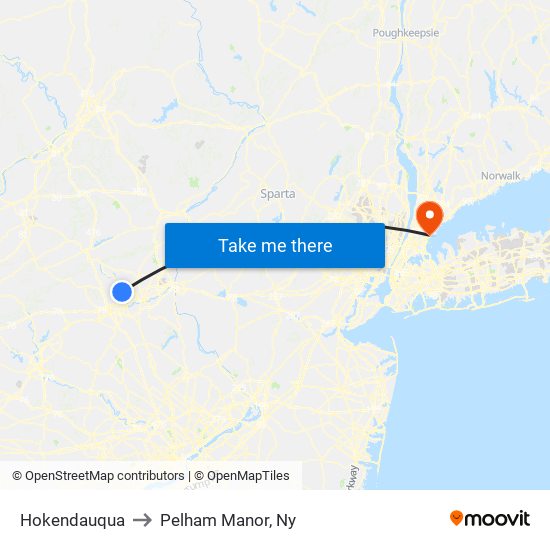 Hokendauqua to Pelham Manor, Ny map