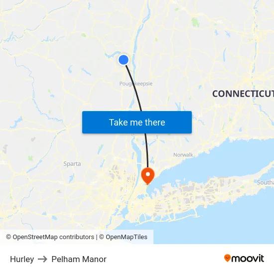 Hurley to Pelham Manor map