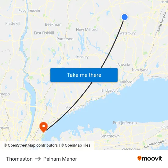 Thomaston to Pelham Manor map