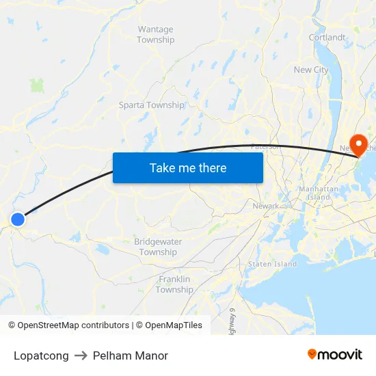 Lopatcong to Pelham Manor map