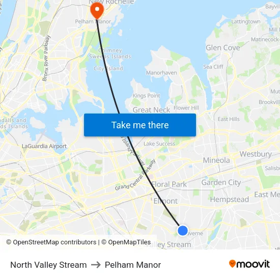 North Valley Stream to Pelham Manor map