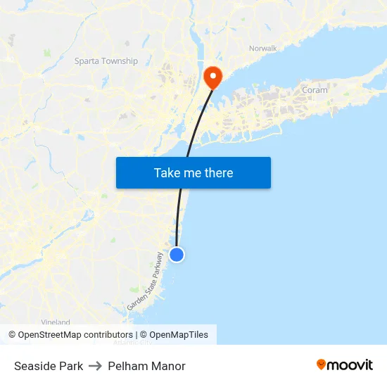 Seaside Park to Pelham Manor map