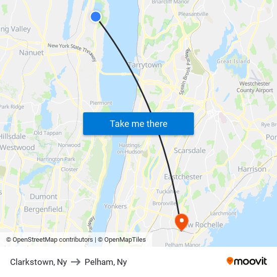 Clarkstown, Ny to Pelham, Ny map