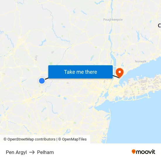 Pen Argyl to Pelham map