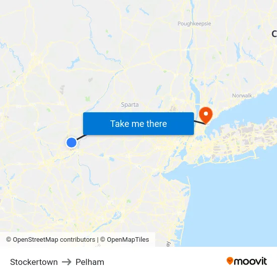 Stockertown to Pelham map