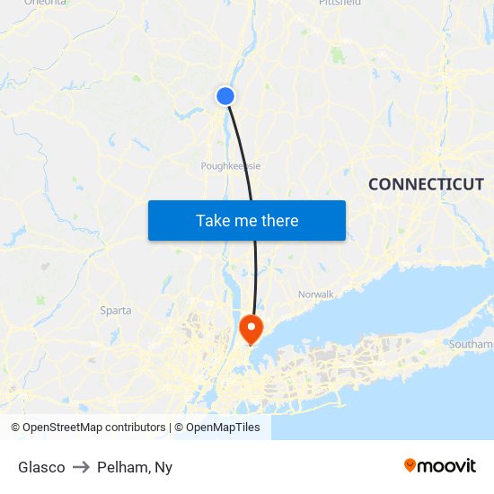 Glasco to Pelham, Ny map