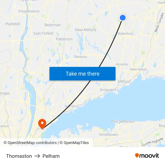 Thomaston to Pelham map