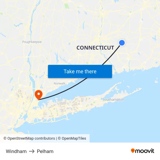 Windham to Pelham map