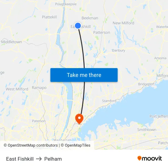 East Fishkill to Pelham map