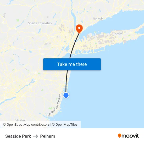 Seaside Park to Pelham map