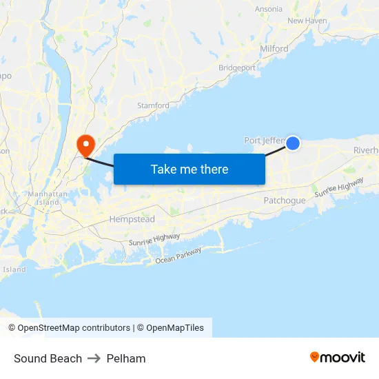 Sound Beach, Ny to Pelham map