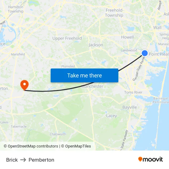 Brick to Pemberton map