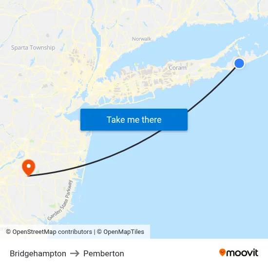 Bridgehampton to Pemberton map