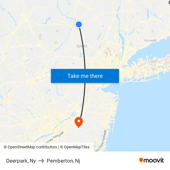 Deerpark, Ny to Pemberton, Nj map