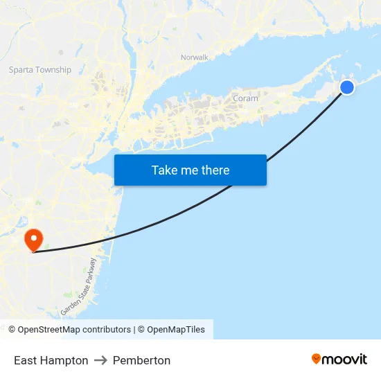 East Hampton to Pemberton map