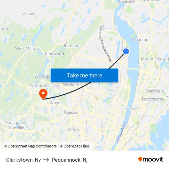 Clarkstown, Ny to Pequannock, Nj map