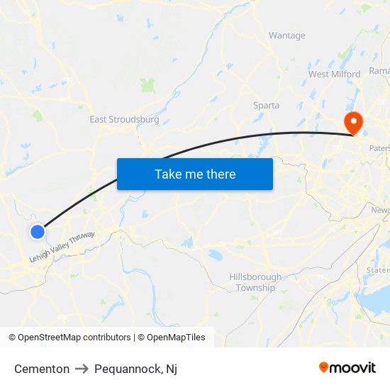 Cementon to Pequannock, Nj map