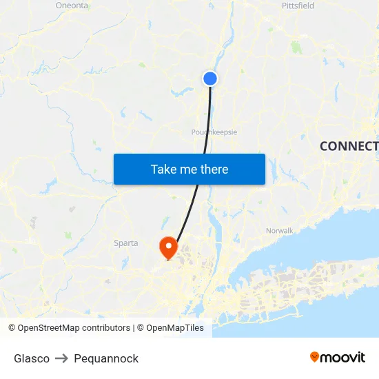 Glasco to Pequannock map