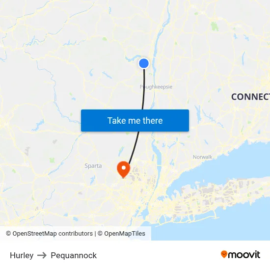 Hurley to Pequannock map