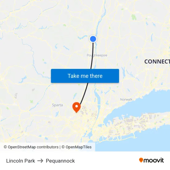 Lincoln Park to Pequannock map