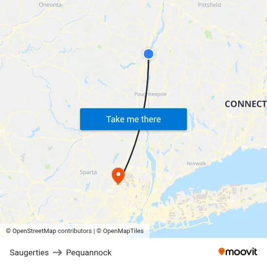 Saugerties to Pequannock map